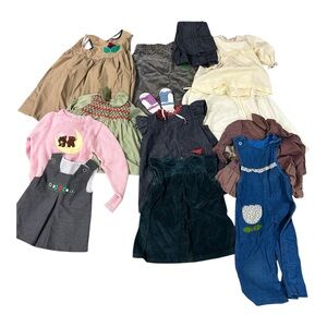 VTG Girls Winter Clothing Lot of 12 Toddlers Big Girls 80s 90s Dresses Sweaters